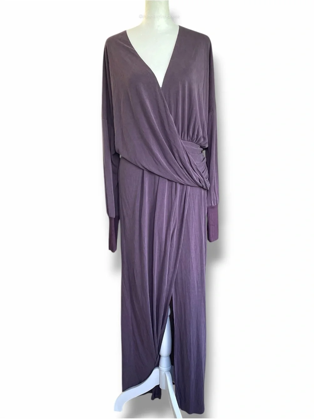 Free People Riley Cupra Wrap Maxi Dress Plum Purple Medium M NWOT Boho Slit